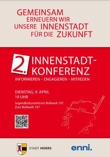 Plakat 2. Innenstadtkonferenz am 09.04. und 19 Uhr, Jugendzentrum Bollwerk